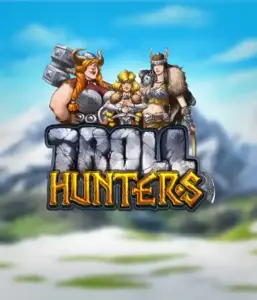 Enter the realm of "Troll Hunters," where fierce Viking warriors prepare to confront their foes. The logo shows a male and female Viking, equipped with weapons, overlooking a chilly landscape. They exude strength and courage, capturing the essence of the game's adventurous theme.